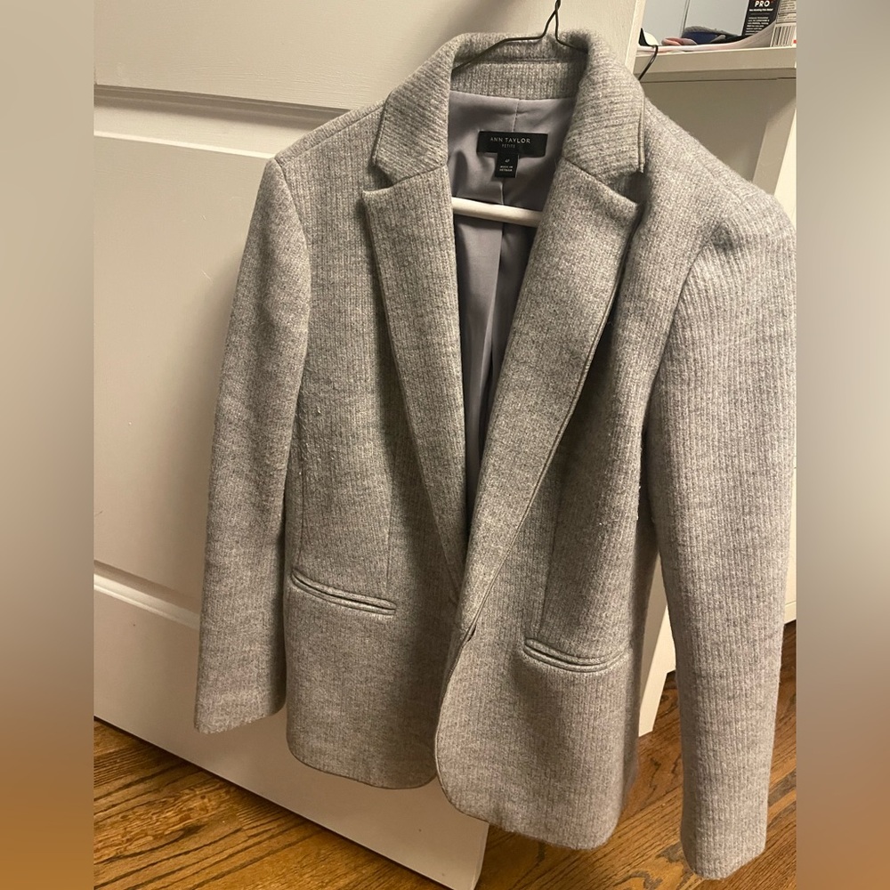 Ann Taylor Petite Grey Sweater Blazer
